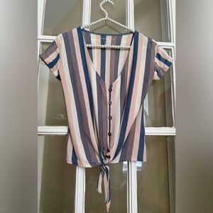 AE Striped Buttoned Top